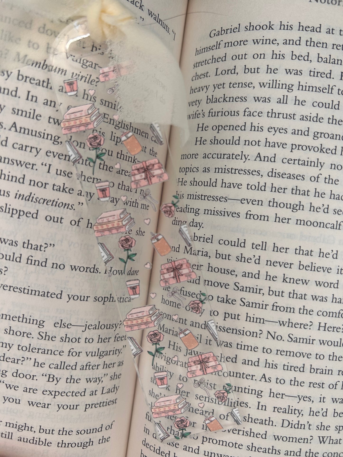 Pink Books & Iced Coffee bookmark